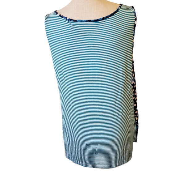 AXCESS | Women's blue medallion-pattern front striped back tanktop. Size large. - Picture 2 of 5